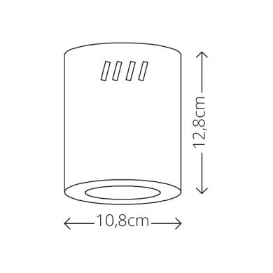 Plafond TUBI 1x10W LED 800lm 4000K Alt.12,5xD.10,8cm Alumínio Branco