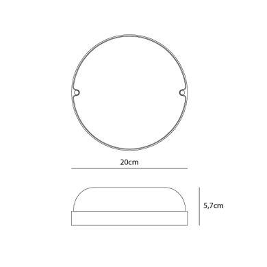 Aplique KASAI redondo IP54 1x24W LED 1680lm 3000K Alt.5,7xD.20cm Branco