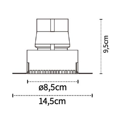 Foco de encastrar HEKA redondo p/pladur 1x10W LED 850lm 2700K C.14,5xL.8xAlt.9,5cm Alumínio Branco