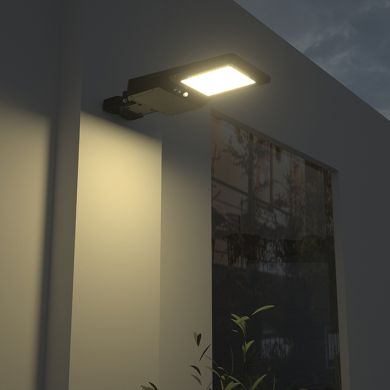 Aplique solar DALTON c/sensor e painel solar IP65 15W LED 1600lm 6000K 90° C.23,19xL.49,25xAlt.5,8cm