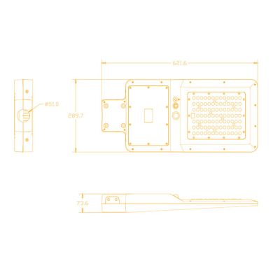 Aplique solar DALTON c/sensor e painel solar IP65 40W LED 6000lm 6000K 90° C.28,97xL.70,61xAlt7,36cm