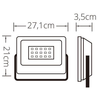 Projector TUMUT IP65 100W LED 8500lm 6400K 120°C.27,1xL.3,5xAlt.21,0cm Branco