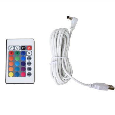 Lámpara de Pie portátil BIANA con cable USB y mando IP44 1x1W LED RGB Al.30xD.16cm Blanco