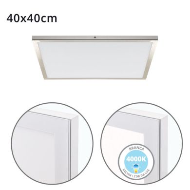Surface Mounted Panel VOLTAIRE 40x40 36W LED 2880lm 400K 120° W.40xW.40xH.2,3cm Nickel