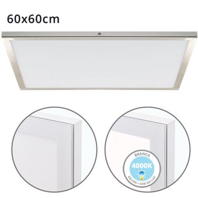 Surface Mounted Panel VOLTAIRE 60x60 48W LED 3840lm 4000K 120° W.60xW.60xH.2,3cm Nickel