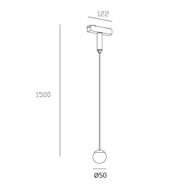 Suspensão para calha magnética PIQUET (2 condutores) 6W LED 350lm 3000K 38° Alt.150xD.5cm preto