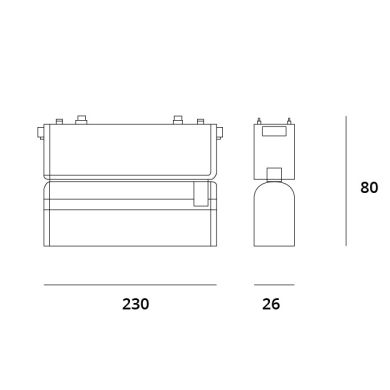 Barra orientável p/calha magnética PIQUET (2 condutores) 12W LED 870lm 3000K 24° C.23xL.2,6xAlt.8cm