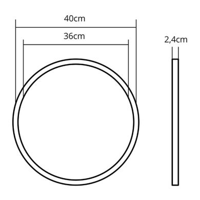 Panel de superficie ERASMUS redondo 32W LED 2560lm 3000K Al.2,4xD.40cm Blanco