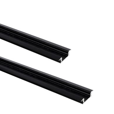Calha com abas para fita LED preto com difusor preto (para embutir) L.24,7x Alt.7mm