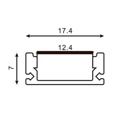 Perfil sin alas para tira LED blanco con difusor opalino An.17,4x Al.7mm