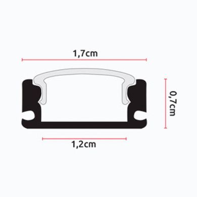 Perfil sin alas para tira de LED con difusor opalino An.17,4x Al.7mm