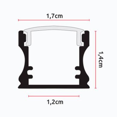 Calha funda sem abas para fita LED com difusor opalino L.17x Alt.14,5mm