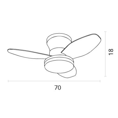 Ventilador DC TAURO MINI blanco/cerezo, 3 aspas, 48W LED 3000|4000|6000K, Al.18xD.70cm