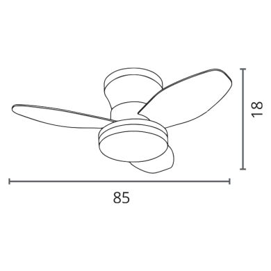 Ventoinha de tecto TAURO branco/faia, 3 palas, 48W LED 3000|4000|6000K A.18xD.85cm