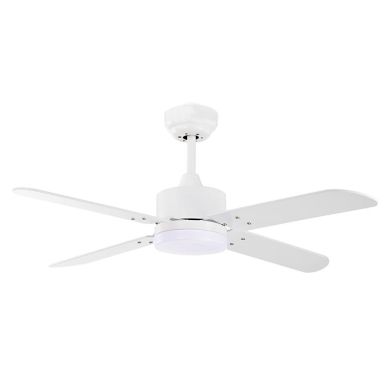 Ventoinha de tecto KENIA branca, 4 palas reversíveis, 18W LED 3000|4000|6500K, Alt.40xD.107cm