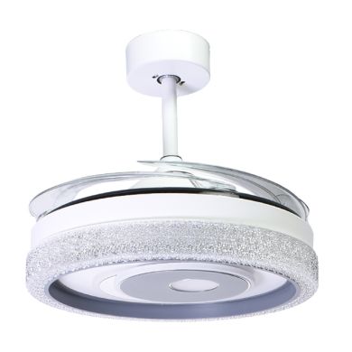 Ventoinha de tecto TRIO branca, 4 palas retráteis, 72W LED 3000|4000|6500K, Alt.45xD.108/50cm