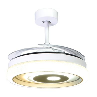 Ventoinha de tecto TRIO branca, 4 palas retráteis, 72W LED 3000|4000|6500K, Alt.45xD.108/50cm