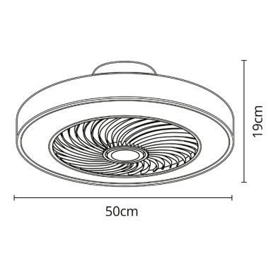 Ventoinha de tecto CATHAY preta, 5 palas, 72W LED 3000-6000K, Alt.19xD.50cm