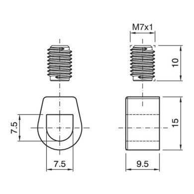Cerra-cabos p/cabo plano/redondo de 2 polos, cabo redondo de 3 polos, em resina termoplástica preta