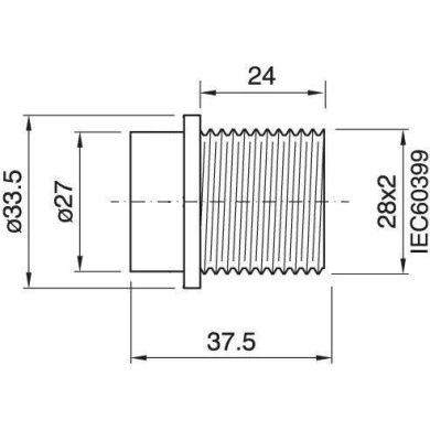 Shiny black half threaded outer shell for E14 3-pieces lampholder, in thermoplastic resin