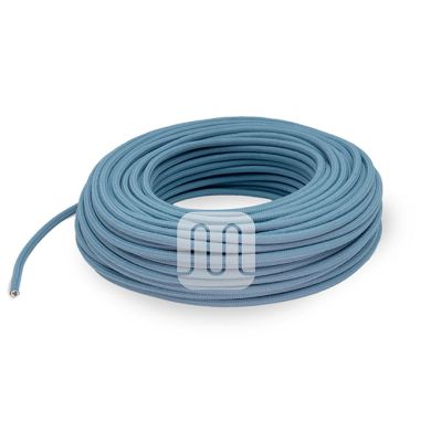 Cable eléctrico cubierto con tela redonda flexible H03VV-F 2x0,75 D.6.8mm azul cielo TO426
