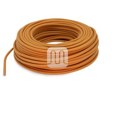 Flexible round fabric covered electrical cable H03VV-F 2x0,75 D.6.8mm caramel TO432