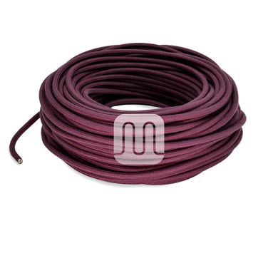 Flexible round fabric covered electrical cable H03VV-F 2x0,75 D.6.8mm aubergine TO436