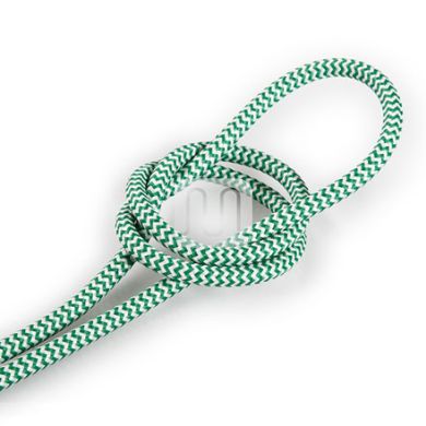 Flexible round fabric covered electrical cable H03VV-F 2x0,75 D.6.2mm white green TO102