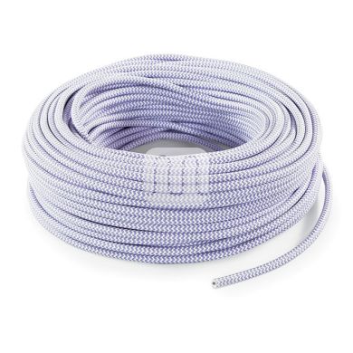Flexible round fabric covered electrical cable H03VV-F 2x0,75 D.6.2mm white lilac TO104