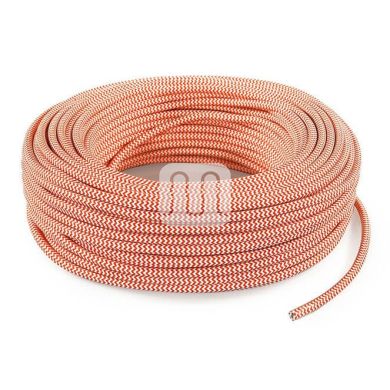 Cable eléctrico cubierto con tela redonda flexible H03VV-F 2x0,75 D.6.2mm blanco/naranja TO105