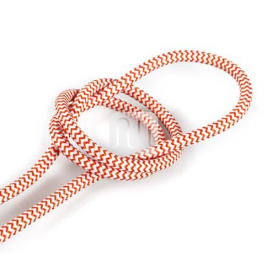 Cable eléctrico cubierto con tela redonda flexible H03VV-F 2x0,75 D.6.2mm blanco/naranja TO105