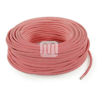 Flexible round fabric covered electrical cable H03VV-F 2x0,75 D.6.2mm white red TO107