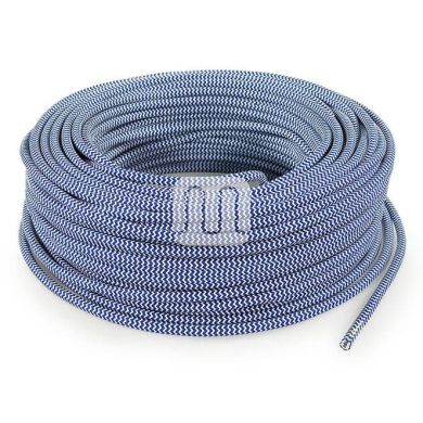 Flexible round fabric covered electrical cable H03VV-F 2x0,75 D.6.2mm white blue TO110