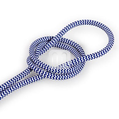Cable eléctrico cubierto con tela redonda flexible H03VV-F 2x0,75 D.6.2mm blanco/azul TO110