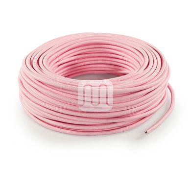 Flexible round fabric covered electrical cable H03VV-F 2x0,75 D.6.2mm pink TO70