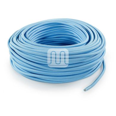 Flexible round fabric covered electrical cable H03VV-F 2x0,75 D.6.2mm light blue TO71