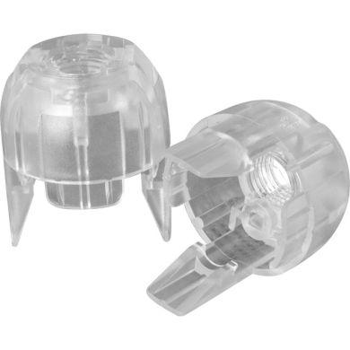 Capa transparente para suporte E14 de 2-peças com rosca (M10x1) e batente, em resina termoplástica