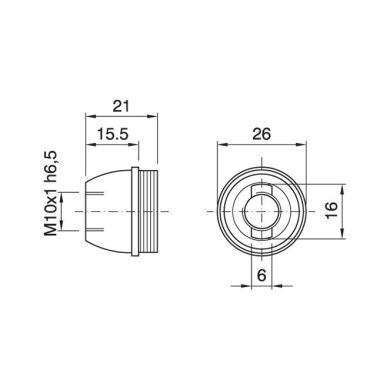 Capuchón blanco brillante termoplástico p/portalámparas E14 de 3piezas roscado M10 y tope