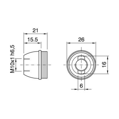 Capa dourada brilhante p/suporte E14 3-pc com porca metálica M10 e paraf.anti-rotação, resina termop