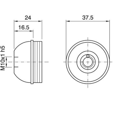 Capa branca para suporte E27 de 3-peças c/porca metálica M10 e paraf. anti-rotação, resina termopl.