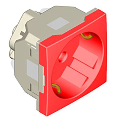 Safety Earth Socket (Schuko Type) QUADRA45 (2 modules) 16A 250Vac in red