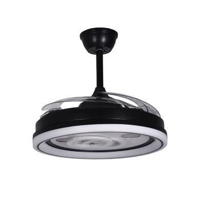 Ventoinha de tecto DAFNE preta, 4 palas retráteis, 72W LED 3000|4000|6000K, Alt.35xD.108/50cm