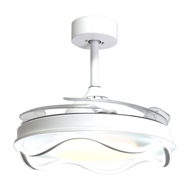 Ventoinha de tecto ANTEA branca, 4 palas retráteis, 72W LED 3000|4000|6000K, Alt.35xD.108/50cm