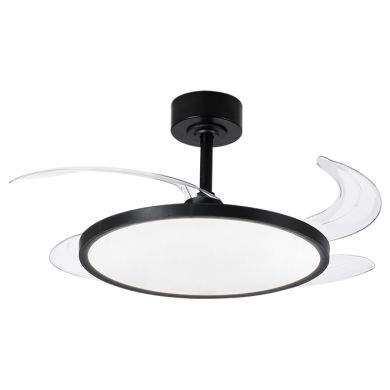 Ventoinha de tecto SLIM preta, 4 palas retráteis, 72W LED 3000|4000|6000K, Alt.35xD.106/50cm