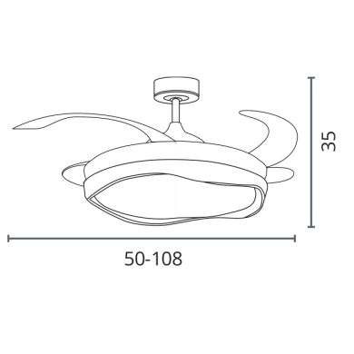 Ceiling fan DC ALMATI white/gold, 4 retractable blades, 72W LED 3000|4000|6000K, H.35xD.108/50cm