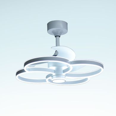 Ventilador DC TREBOL blanco, 3 aspas, 125W+125W LED 3000|4000|6000K, Al.50xD.60cm