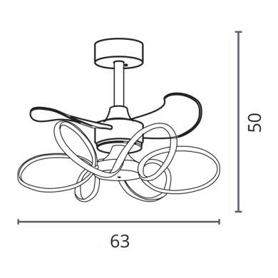 Ceiling fan KARLA white 3 blades 65W+65W LED 3000|4000|6000K H.50xD.63cm