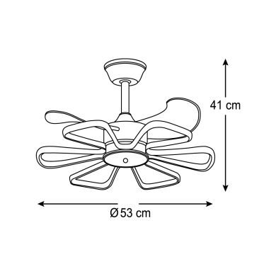 Ventoinha de tecto ENEBRO preta, 3 palas, 30W+30W LED 3000|4000|6000K A.41xD.53cm