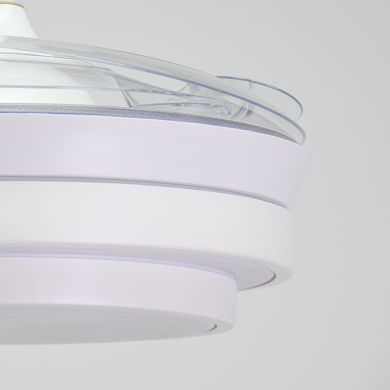 Ventilador DC SELENE MINI blanco, 4 aspas retráctiles, 48W LED 3000|4000|6000K, Al.35xD.91/40cm