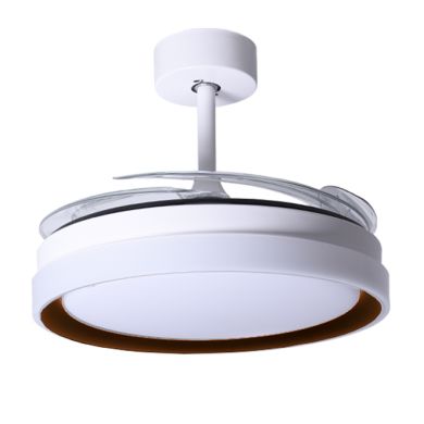 Ventoinha tecto KIGALI branca/castanho, 4 palas retráteis, 72W LED 3000|4000|6000K Alt.35xD.108/50cm